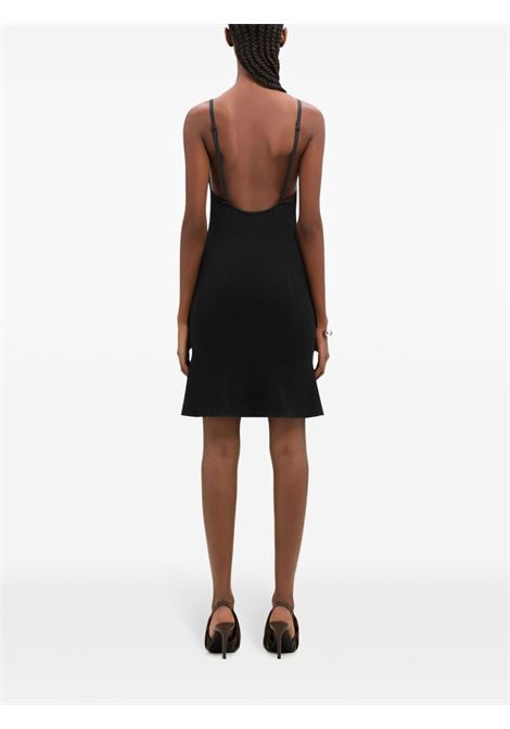 mini abito rib knit donna nero in viscosa COURRÈGES | 324MRO441FI00019999