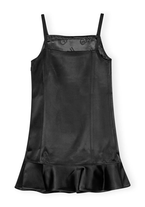 mini abito duchess satin donna nera in poliestere GANNI | F9719099