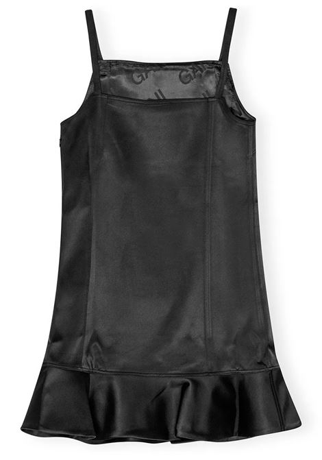 mini abito duchess satin donna nera in poliestere GANNI | F9719099