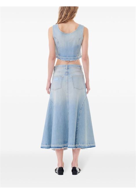 gonna midi mid blu in cotone GANNI | J1474091