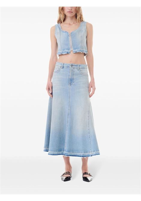 gonna midi mid blu in cotone GANNI | J1474091