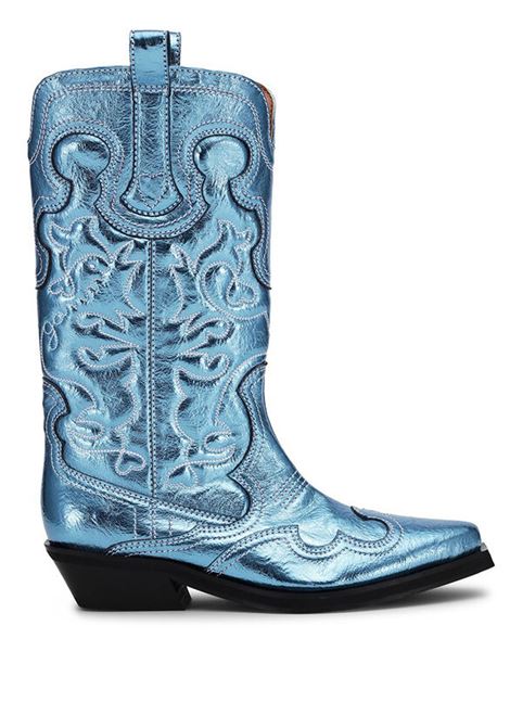 stivali mid shaft embroidered western donna blu in poliestere GANNI | S2645803
