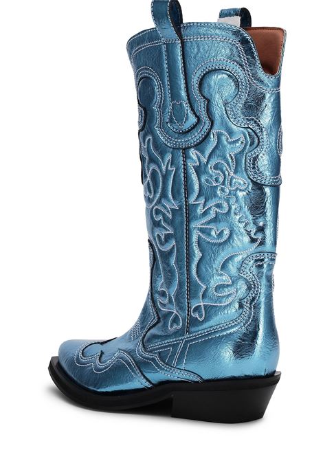 stivali mid shaft embroidered western donna blu in poliestere GANNI | S2645803