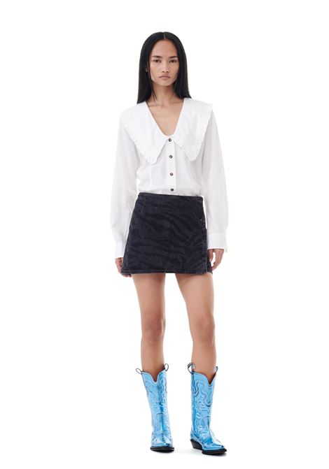 stivali mid shaft embroidered western donna blu in poliestere GANNI | S2645803