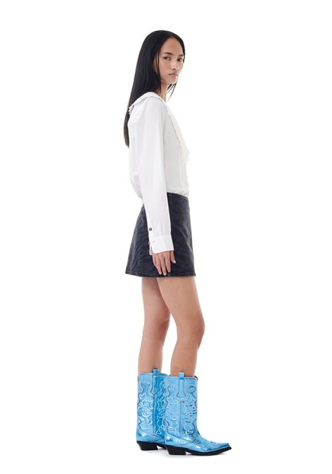 stivali mid shaft embroidered western donna blu in poliestere GANNI | S2645803