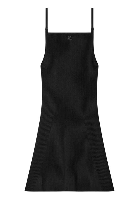 mini abito rib knit donna nero in viscosa COURRÈGES | 324MRO441FI00019999