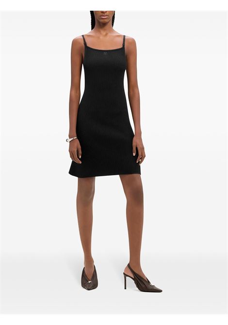 mini abito rib knit donna nero in viscosa COURRÈGES | 324MRO441FI00019999
