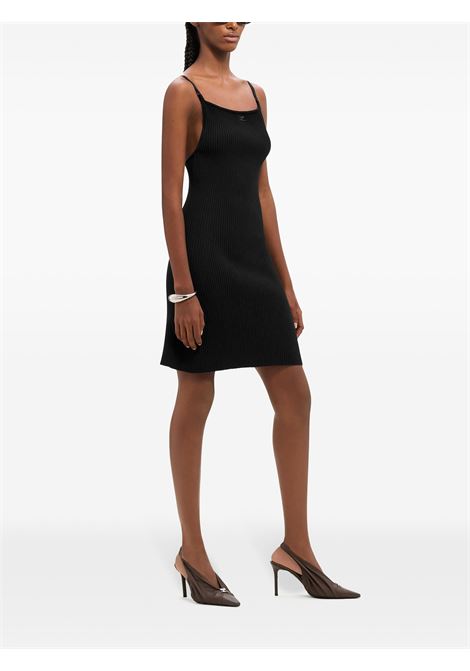 mini abito rib knit donna nero in viscosa COURRÈGES | 324MRO441FI00019999