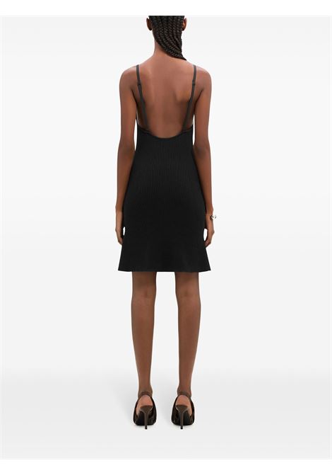 mini abito rib knit donna nero in viscosa COURRÈGES | 324MRO441FI00019999