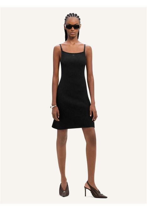 mini abito rib knit donna nero in viscosa COURRÈGES | 324MRO441FI00019999
