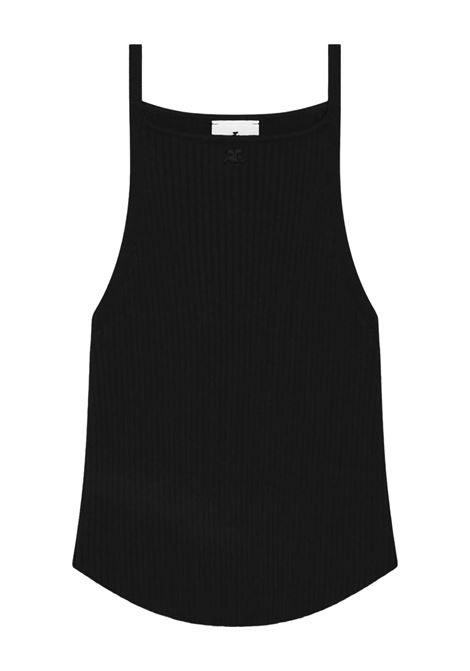 top circle rib knit donna nero COURRÈGES | 325MTO450FI00019999