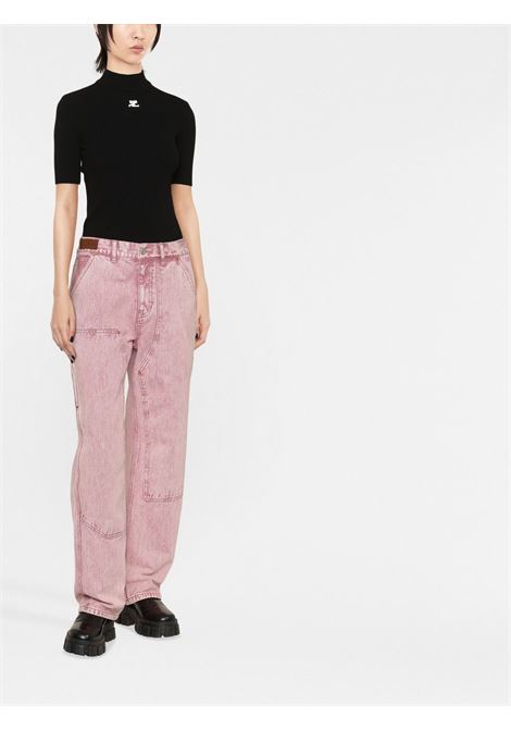 maglia reedition ss rib knit donna nero COURRÈGES | PERMPU026FI00019999