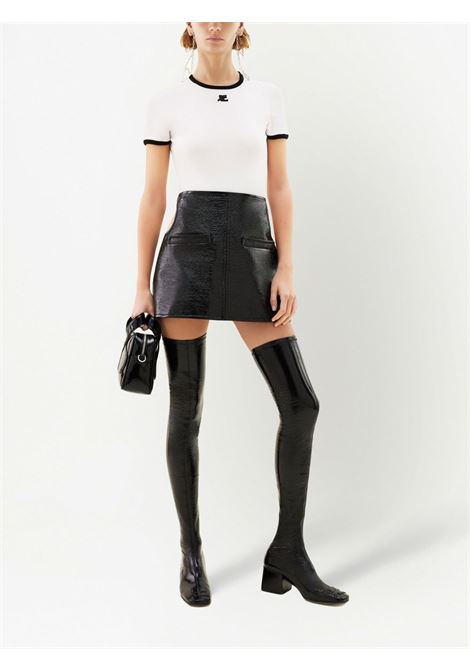 t-shirt signature contrast donna bianca e nera COURRÈGES | VESJTS017JS00700098