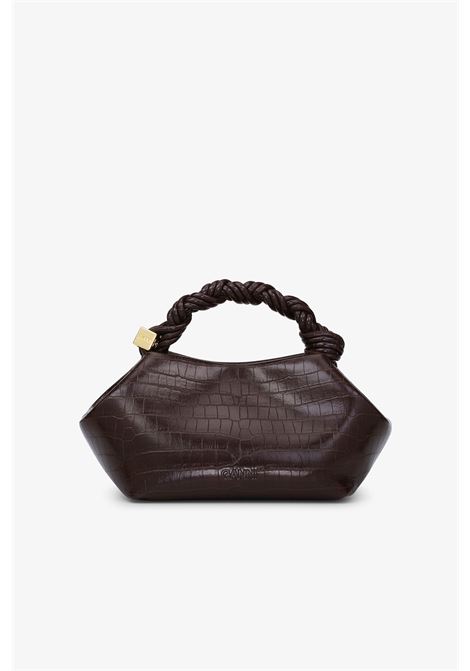 borsa ganni bou small croco cioccolata GANNI | A7165890