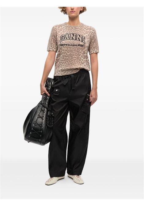 t-shirt wool mix donna leopardata GANNI | K2500943