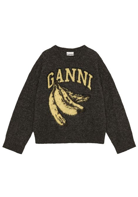 maglione banana graphic sweater donna grigio GANNI | K2516252