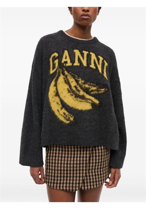 maglione banana graphic sweater donna grigio GANNI | K2516252