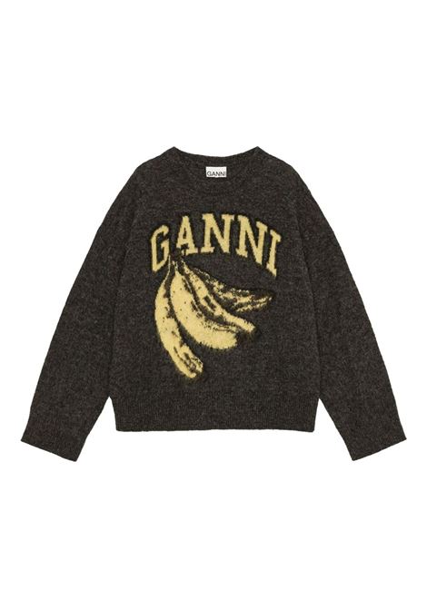maglione banana graphic sweater donna grigio GANNI | K2516252
