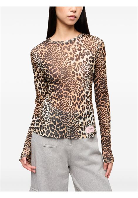 printed marl mesh long sleeve top GANNI | T4208943