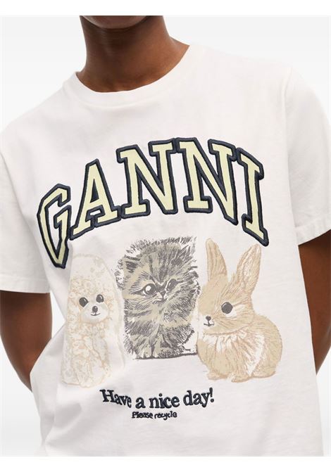 basic jersey animal print relaxed t-shirt GANNI | T4237151