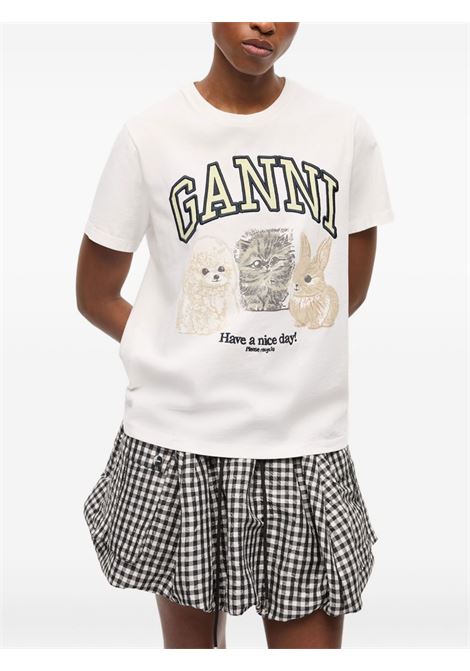 basic jersey animal print relaxed t-shirt GANNI | T4237151