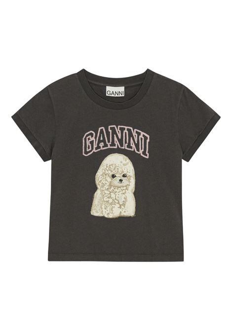 t-shirt poodle graphic donna nera GANNI | T4239252