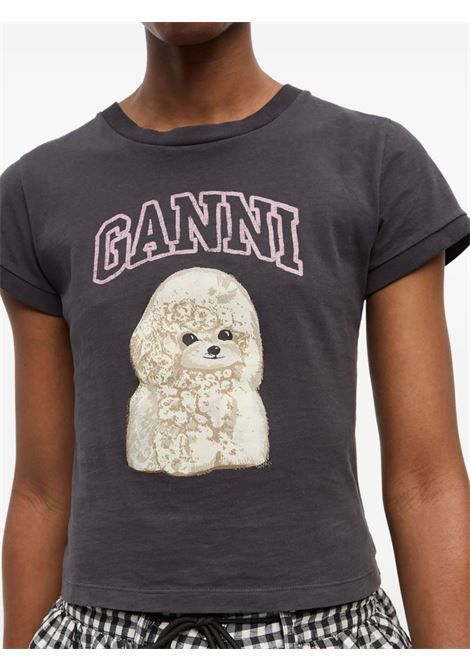 t-shirt poodle graphic donna nera GANNI | T4239252