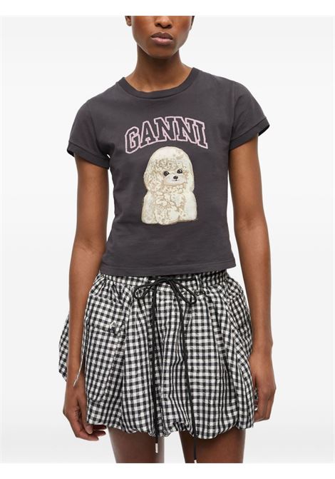 t-shirt poodle graphic donna nera GANNI | T4239252