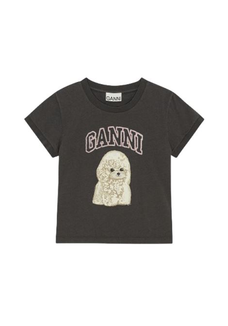 t-shirt poodle graphic donna nera GANNI | T4239252