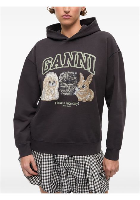 felpa animal print donna nera GANNI | T4270252