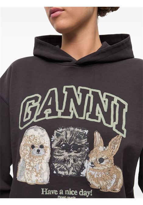 felpa animal print donna nera GANNI | T4270252