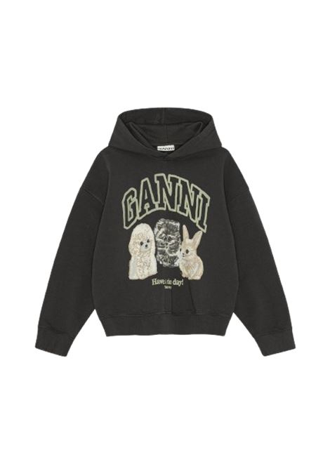 felpa animal print donna nera GANNI | T4270252