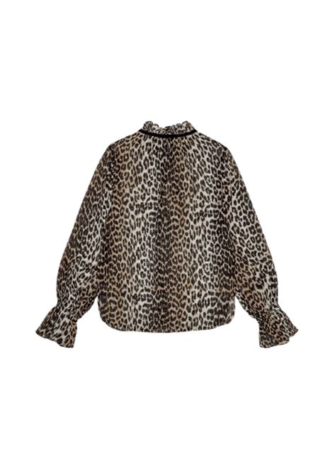 camicia shiffon tie string donna leopardata GANNI | W0570943