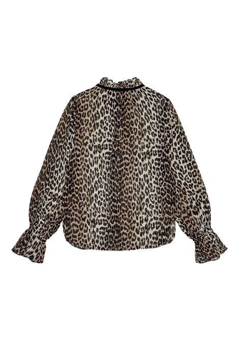 camicia shiffon tie string donna leopardata GANNI | W0570943
