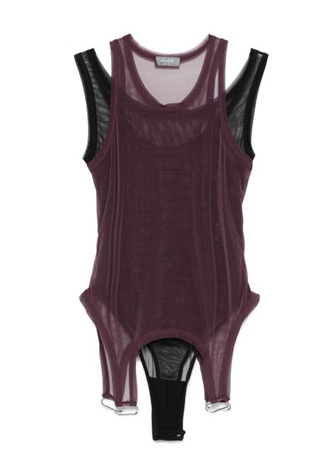 body yayered mesh donna prugna e nero MUGLER | 25F3TS0125891B3194