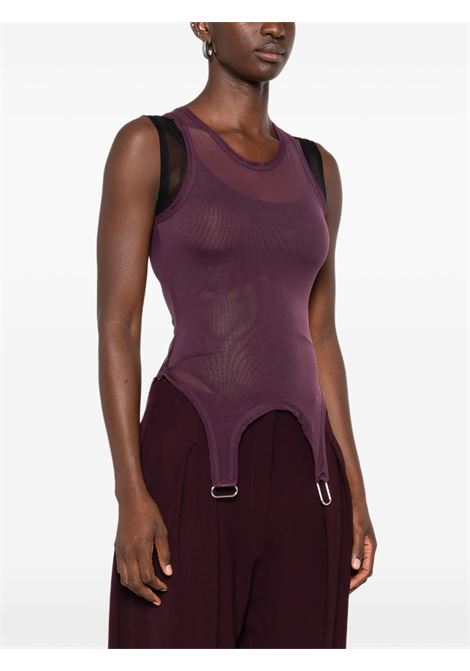 body yayered mesh donna prugna e nero MUGLER | 25F3TS0125891B3194