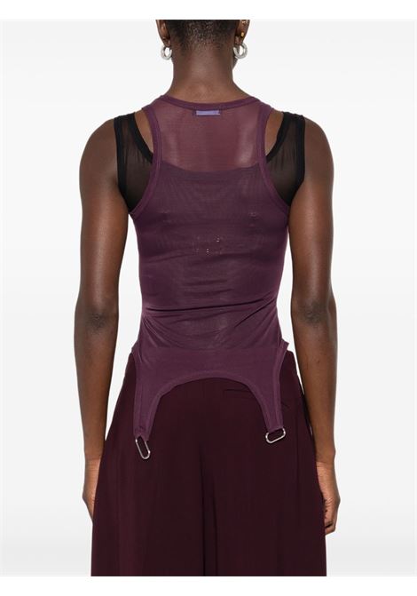 body yayered mesh donna prugna e nero MUGLER | 25F3TS0125891B3194