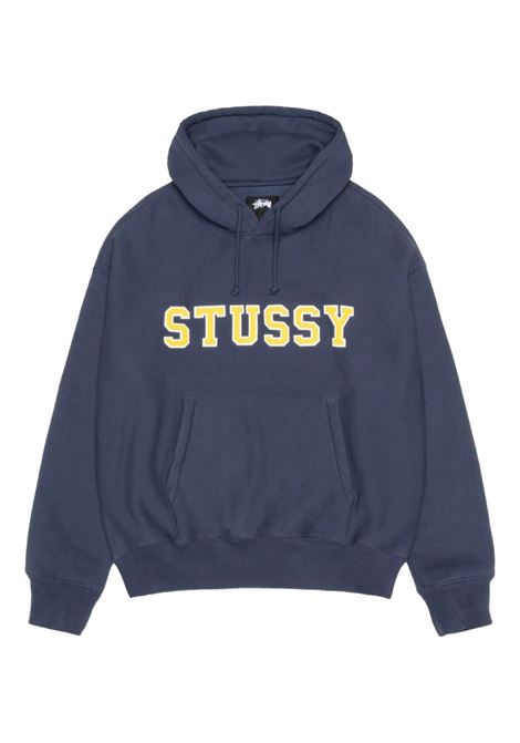 felpa felt applique hood uomo navy STÜSSY | 1185910806