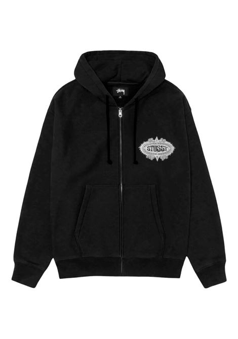 felpa zip hood uomo nera STÜSSY | 1185920001