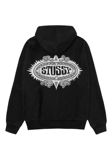 felpa zip hood uomo nera STÜSSY | 1185920001