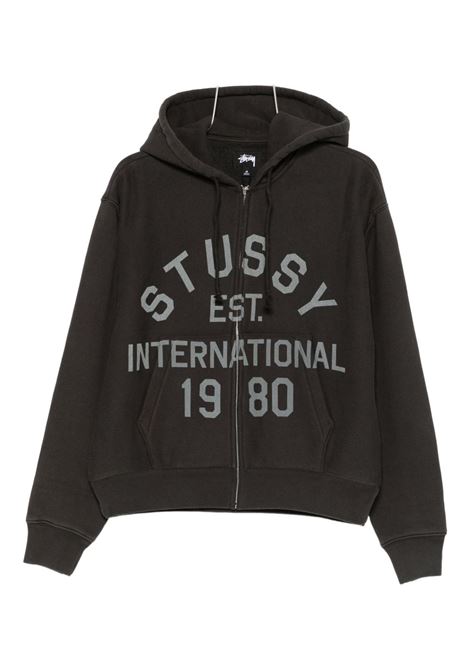 felpa est printed zip hood uomo nera STÜSSY | 1185970001