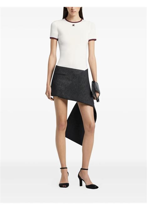 t-shirt signature contrast donna bianca e borgogna COURRÈGES | 125JTS017JS0203B211