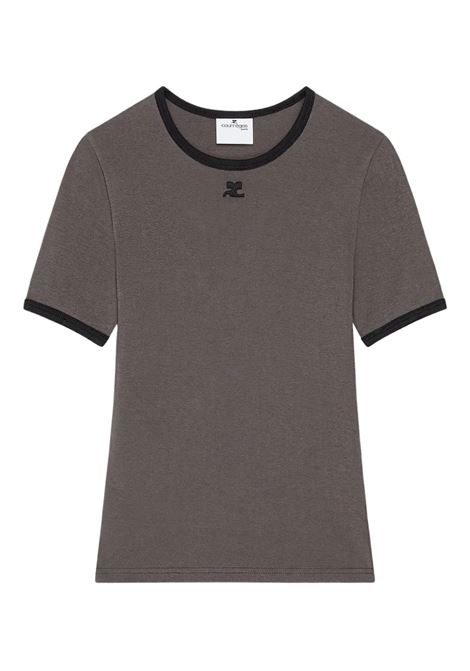 signature contrast t-shirt grey COURRÈGES | 125JTS017JS0203B212