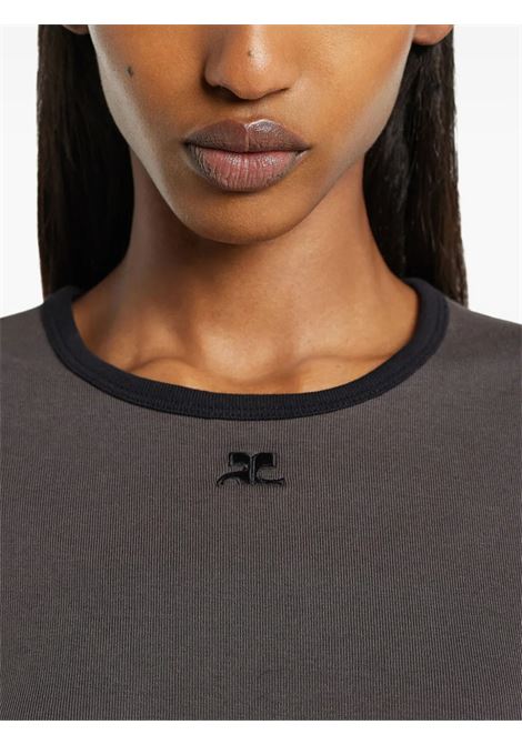 signature contrast t-shirt grey COURRÈGES | 125JTS017JS0203B212