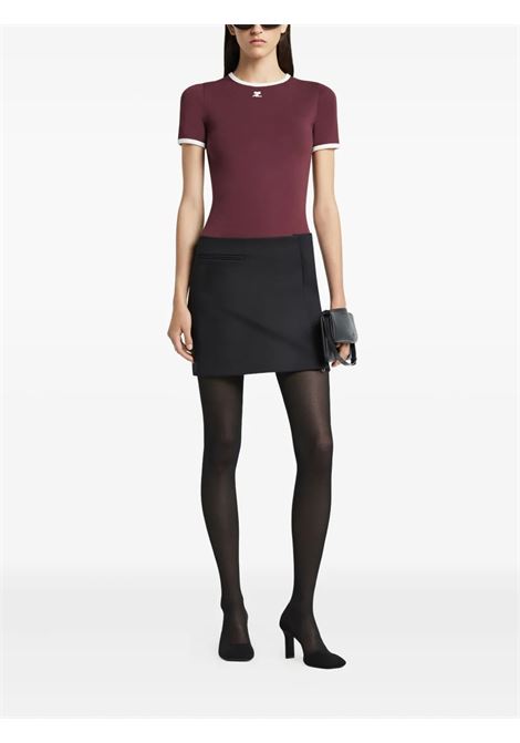 t-shirt signature contrast donna borgogna COURRÈGES | 125JTS017JS0203B213