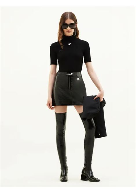 maglia reedition ss rib knit donna nero COURRÈGES | PERMPU026FI00019999