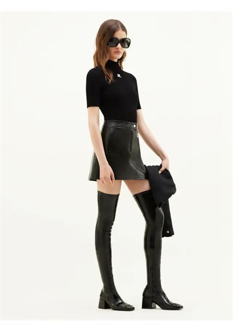 maglia reedition ss rib knit donna nero COURRÈGES | PERMPU026FI00019999