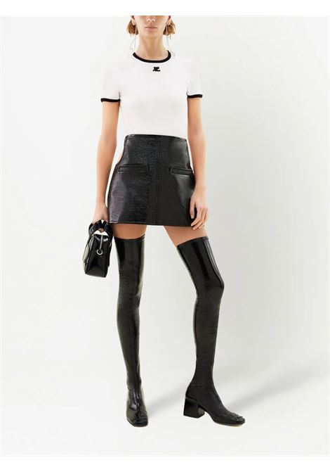 t-shirt signature contrast donna bianca e nera COURRÈGES | VESJTS017JS00700098