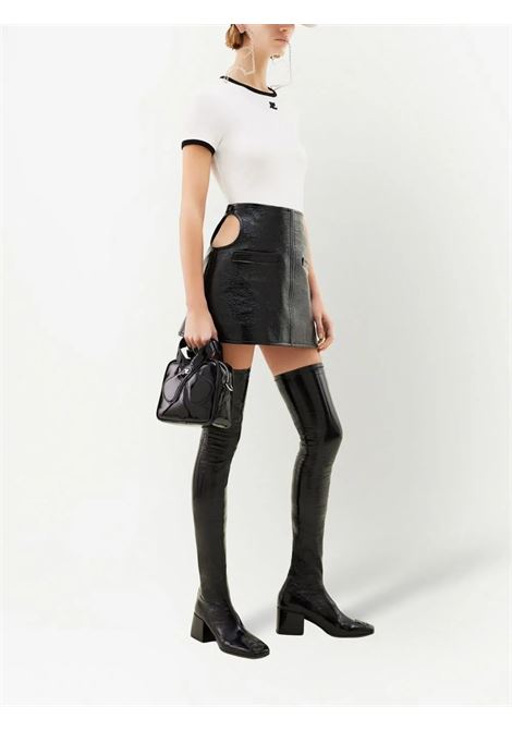 t-shirt signature contrast donna bianca e nera COURRÈGES | VESJTS017JS00700098