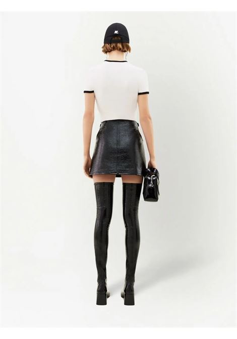 t-shirt signature contrast donna bianca e nera COURRÈGES | VESJTS017JS00700098